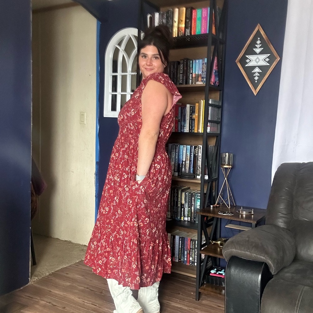 Floral Red Dress